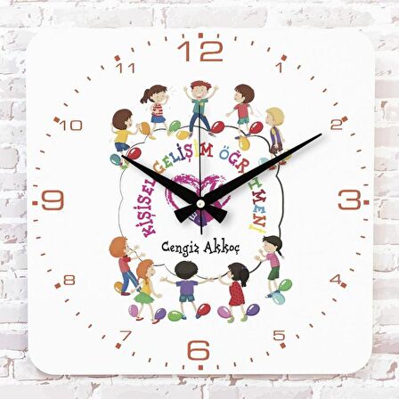 Kişisel Gelişim Öğretmenine Hediye Ahşap Saat 33cm KA01-1185