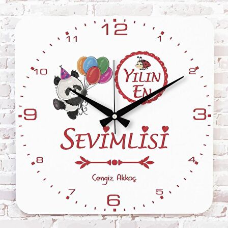 Kişiye Özel Yılın En Sevimlisi Hediye Ahşap Saat 33cm KA01-1195