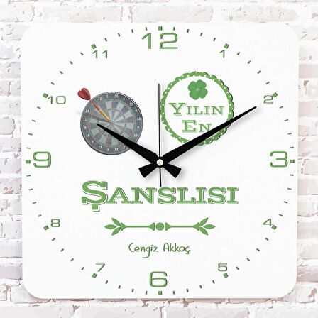 Kişiye Özel Yılın En Şanslısı Hediye Ahşap Saat 33cm KA01-1196
