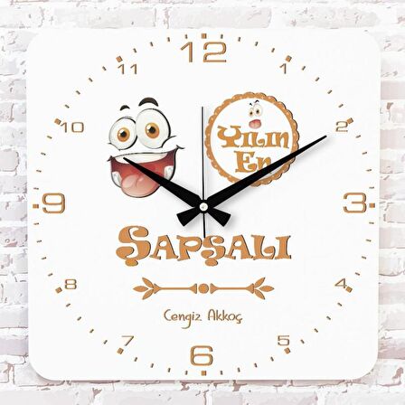Kişiye Özel Yılın En Şapşalı Hediye Ahşap Saat 33cm KA01-1197