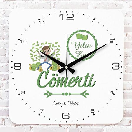 Kişiye Özel Yılın En Cömerti Hediye Ahşap Saat 33cm KA01-1199