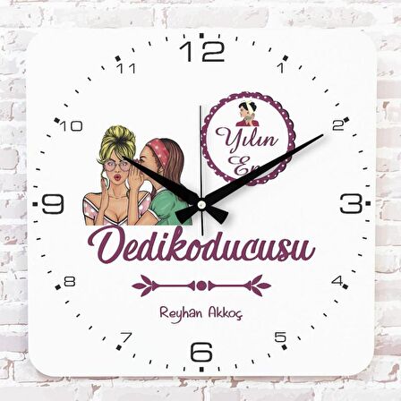 Kişiye Özel Yılın En Dedikoducusu Hediye Ahşap Saat 33cm KA01-1201