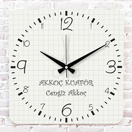 Kuaföre Hediye Ahşap Saat 33cm KA01-1204