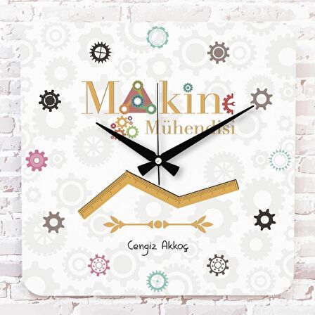 Makine Mühendisine Hediye Ahşap Saat 33cm KA01-1215