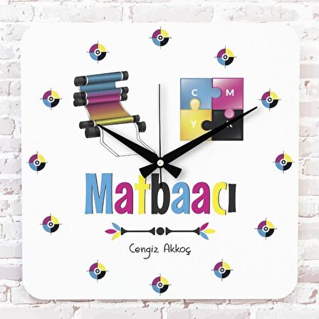 Matbaacıya Hediye Ahşap Saat 33cm KA01-1217