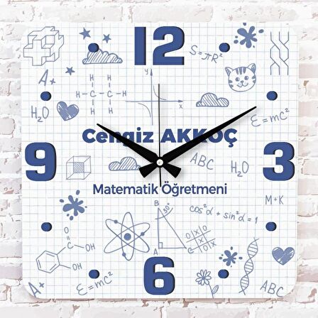 Matematik Öğretmenine Hediye Ahşap Saat 33cm KA01-1220