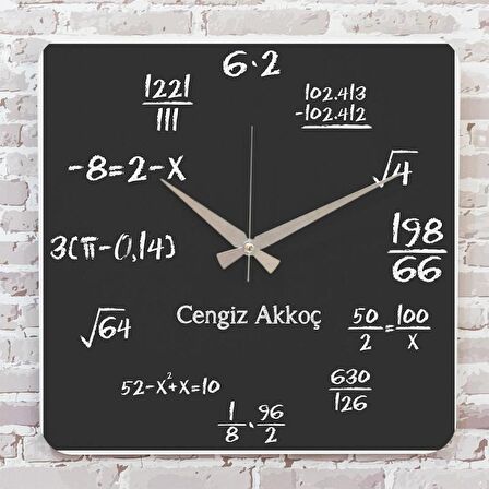 Matematik Öğretmenine Hediye Ahşap Saat 33cm KA01-1224