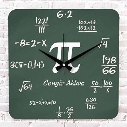 Matematik Öğretmenine Hediye Ahşap Saat 33cm KA01-1226
