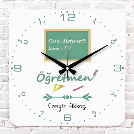 Matematik Öğretmenine Hediye Ahşap Saat 33cm KA01-1231
