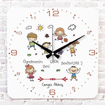 Öğretmene Hediye Ahşap Saat 33cm KA01-1243