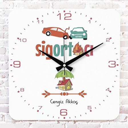 Sigortacıya Hediye Ahşap Saat 33cm KA01-1248