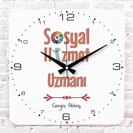 Sosyal Hizmet Uzmanına Hediye Ahşap Saat 33cm KA01-1250