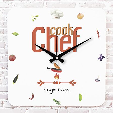 Şef Aşçıya Hediye Ahşap Saat 33cm KA01-1252