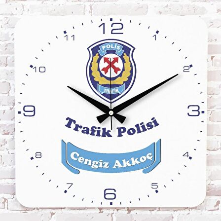 Trafik Polisine Hediye Ahşap Saat 33cm KA01-1256