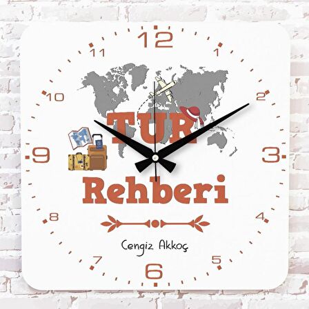 Tur Rehberine Hediye Ahşap Saat 33cm KA01-1257