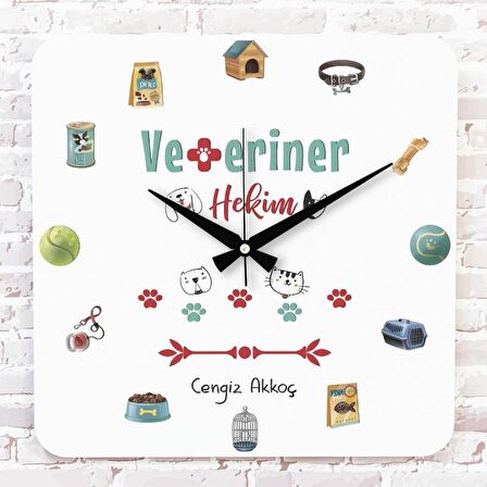 Veteriner Hekime Hediye Ahşap Saat 33cm KA01-1259