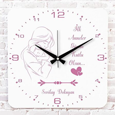 Anneler Günü Hediyesi Ahşap Saat 33cm KA01-1272