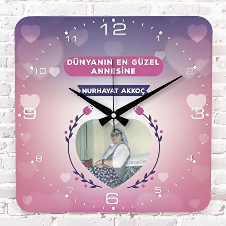 Anneler Günü Hediyesi Ahşap Saat 33cm KA01-1282
