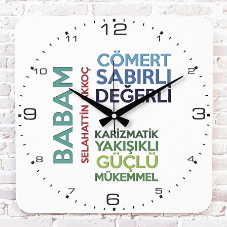 Babalar Günü Hediyesi Ahşap Saat 33cm KA01-1287