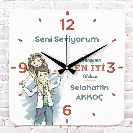 Babalar Günü Hediyesi Ahşap Saat 33cm KA01-1289