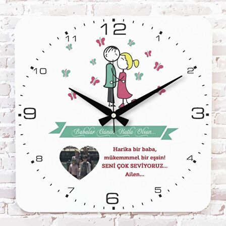 Babalar Günü Hediyesi Ahşap Saat 33cm KA01-1291