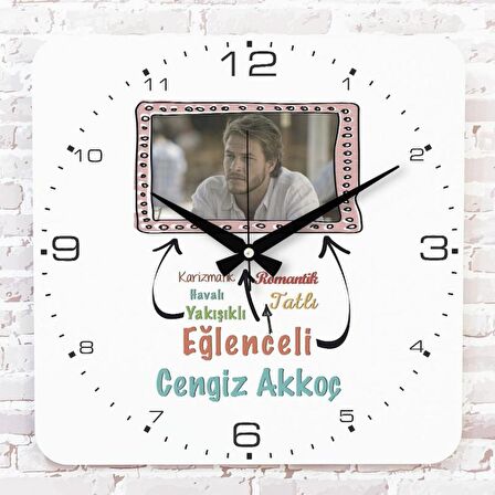 Sevgililer Günü Hediyesi Fotoğraflı Ahşap Saat 33cm KA01-1296