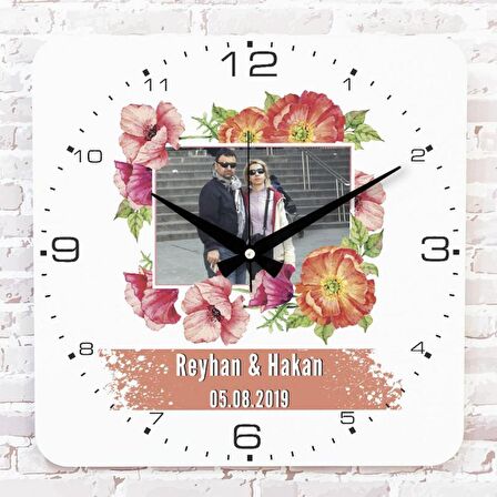 Sevgililer Günü Hediyesi Fotoğraflı Ahşap Saat 33cm KA01-1298