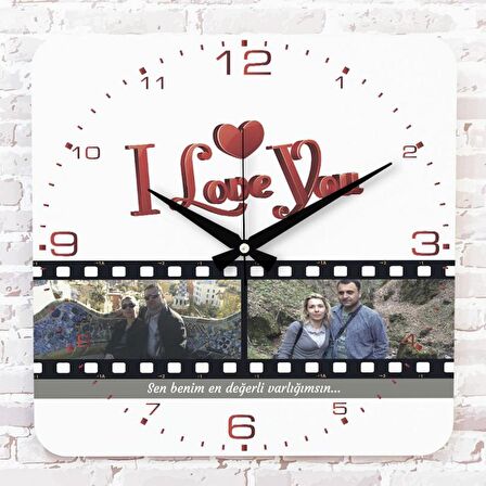 Sevgililer Günü Hediyesi Fotoğraflı Ahşap Saat 33cm KA01-1302