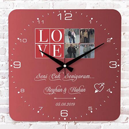 Sevgililer Günü Hediyesi Fotoğraflı Ahşap Saat 33cm KA01-1310