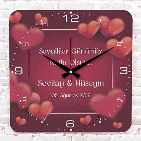 Sevgililer Günü Hediyesi Ahşap Saat 33cm KA01-1311