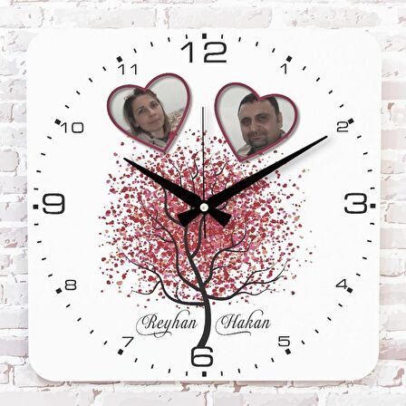 Sevgililer Günü Hediyesi Fotoğraflı Ahşap Saat 33cm KA01-1313
