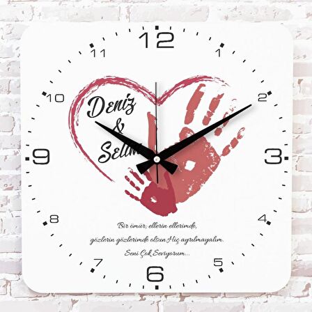 Sevgililer Günü Hediyesi Ahşap Saat 33cm KA01-1319