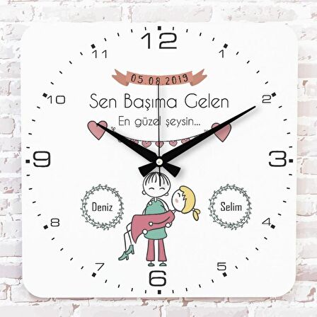 Sevgililer Günü Hediyesi Ahşap Saat 33cm KA01-1326