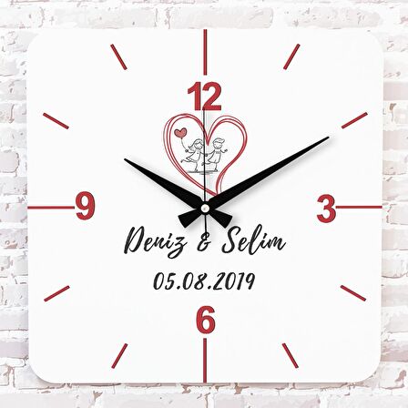 Sevgililer Günü Hediyesi Ahşap Saat 33cm KA01-1328