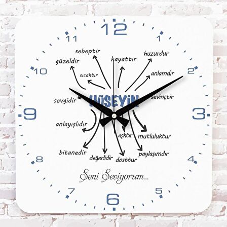 Sevgililer Günü Hediyesi Ahşap Saat 33cm KA01-1330