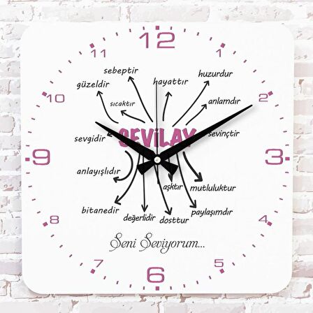 Sevgililer Günü Hediyesi Ahşap Saat 33cm KA01-1331