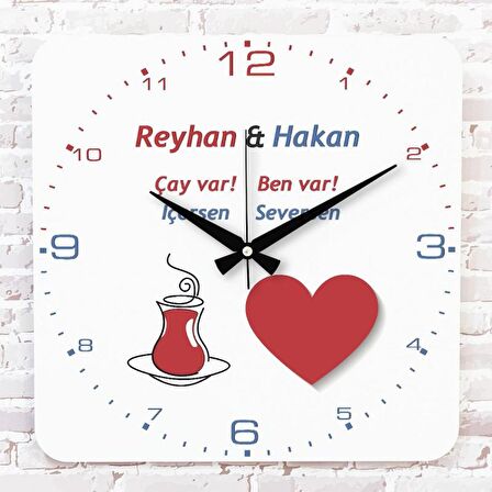 Sevgililer Günü Hediyesi Ahşap Saat 33cm KA01-1332