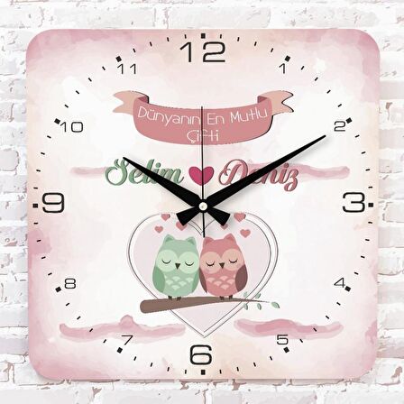 Sevgililer Günü Hediyesi Ahşap Saat 33cm KA01-1339