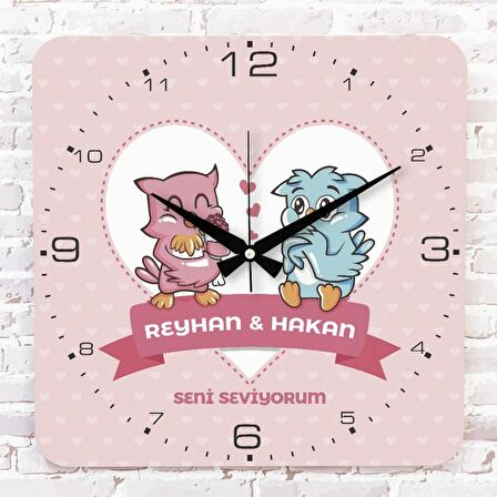 Sevgililer Günü Hediyesi Ahşap Saat 33cm KA01-1346