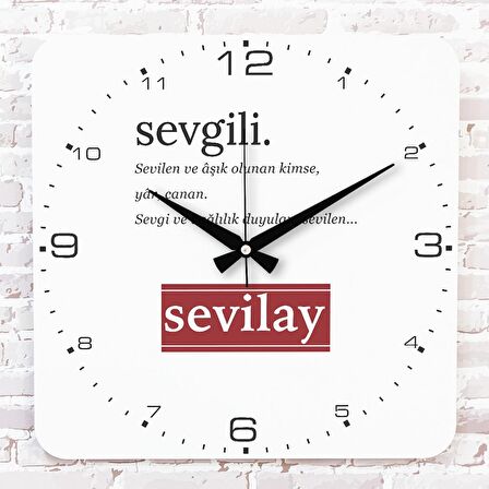 Sevgililer Günü Hediyesi Sevgili Anlamı Ahşap Saat 33cm KA01-1361