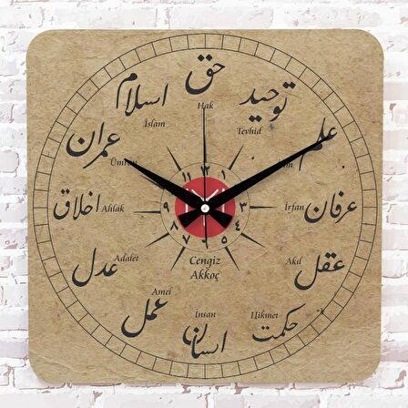 Kişiye Özel Osmanlıca Tasarımlı Hediye Ahşap Saat 33cm KA01-1411
