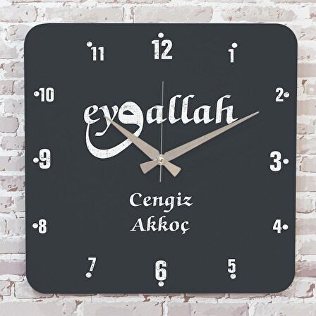 Kişiye Özel Eyvallah Tasarımlı Hediye Ahşap Saat 33cm KA01-1426