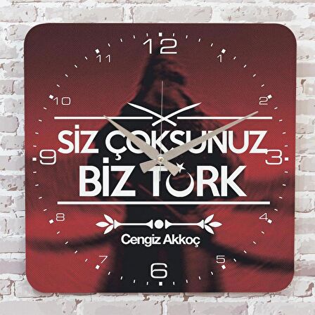Kişiye Özel Siz Çoksunuz, Biz Türk Tasarımlı Hediye Ahşap Saat 33cm KA01-1435
