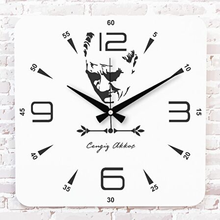 Kişiye Özel Atatürk Tasarımlı Hediye Ahşap Saat 33cm KA01-1454
