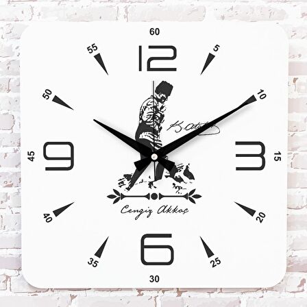 Kişiye Özel Atatürk Tasarımlı Hediye Ahşap Saat 33cm KA01-1456