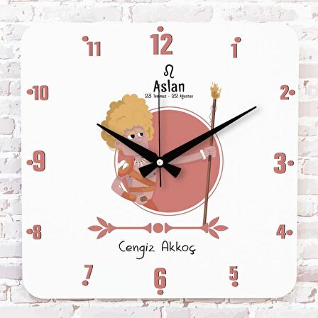 Aslan Burcuna Hediye Ahşap Saat 33cm KA01-1485