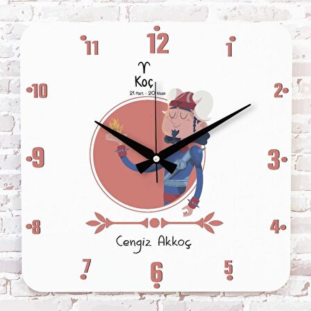 Koç Burcuna Hediye Ahşap Saat 33cm KA01-1490