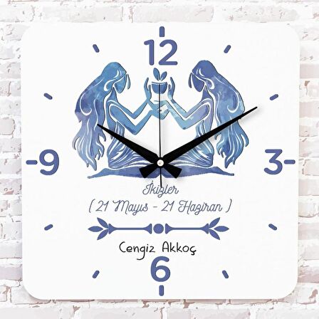 İkizler Burcuna Hediye Ahşap Saat 33cm KA01-1501