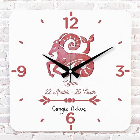 Oğlak Burcuna Hediye Ahşap Saat 33cm KA01-1504