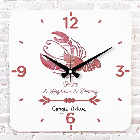 Yengeç Burcuna Hediye Ahşap Saat 33cm KA01-1507